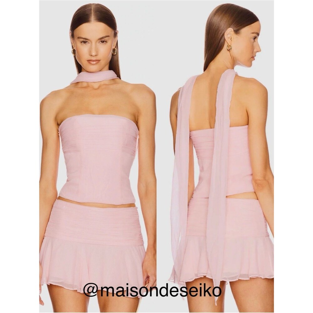 Loba Pink Chiffon Aria Corset Top Strapless Scarf size XS